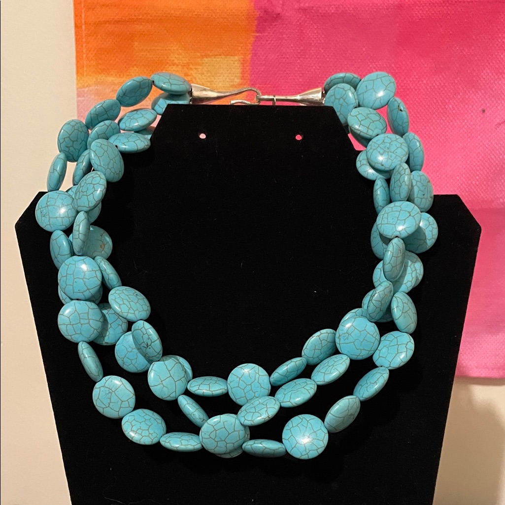 Artisan Turquoise Multi-Strand Necklace 13$
